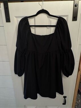 Black Puff Sleeves Dress - Women
